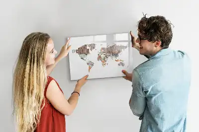 Magnetic marker board with a colorful letter map design