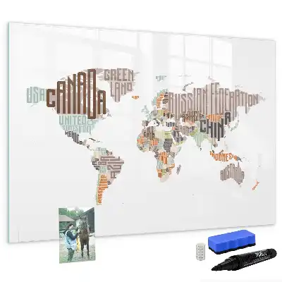Magnetic marker board with a colorful letter map design
