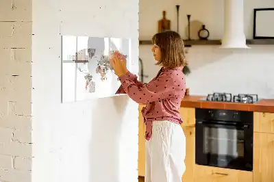 Magnetic marker board with a colorful letter map design
