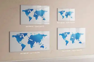 Magnetic glass dry erase board with world map design