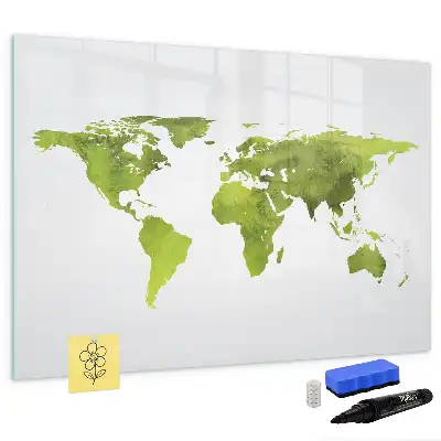 Watercolor world map magnetic marker board