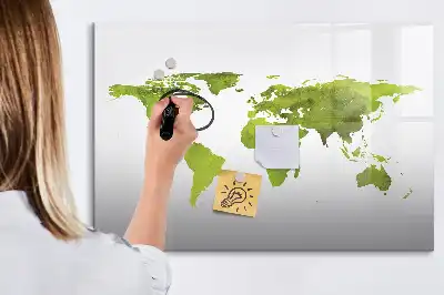 Watercolor world map magnetic marker board