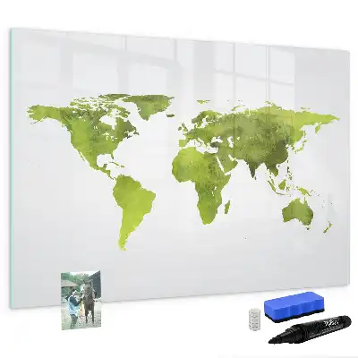 Watercolor world map magnetic marker board