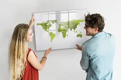 Watercolor world map magnetic marker board