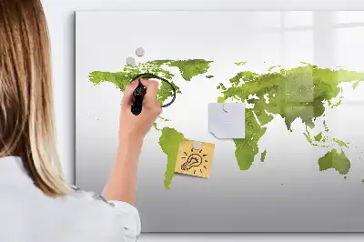 Watercolor world map magnetic marker board