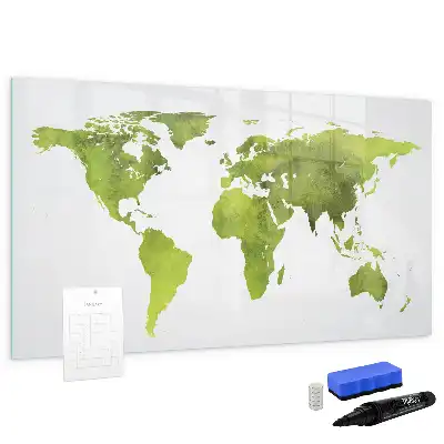 Watercolor world map magnetic marker board