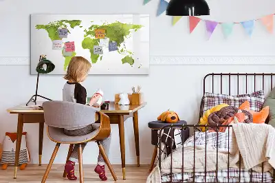 Watercolor world map magnetic marker board