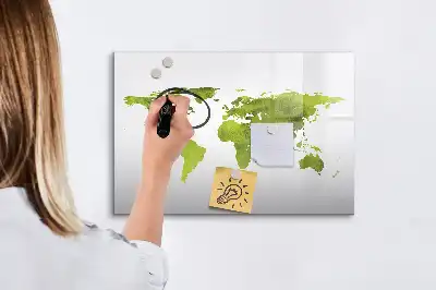 Watercolor world map magnetic marker board