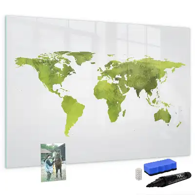 Watercolor world map magnetic marker board