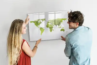 Watercolor world map magnetic marker board