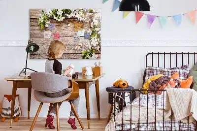 Magnetic marker board featuring a flowers on wood print