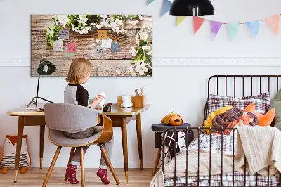Magnetic marker board featuring a flowers on wood print