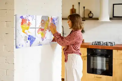 Magnetic marker board watercolor world map design