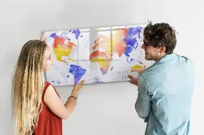 Magnetic marker board watercolor world map design