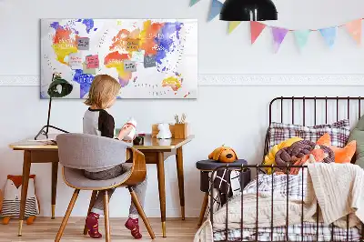 Magnetic marker board watercolor world map design
