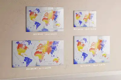 Magnetic marker board watercolor world map design