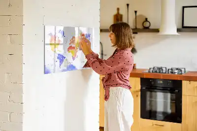 Magnetic marker board watercolor world map design