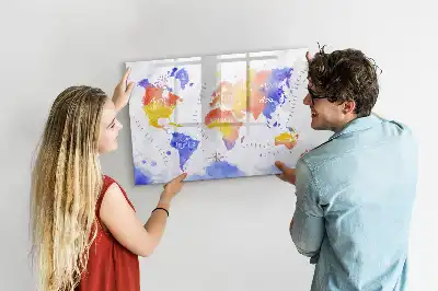 Magnetic marker board watercolor world map design