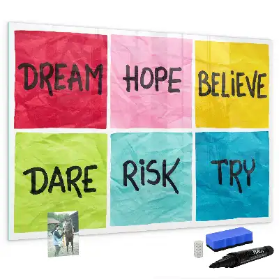 Magnetic glass dry erase board motivational memo board