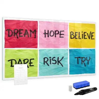 Magnetic glass dry erase board motivational memo board