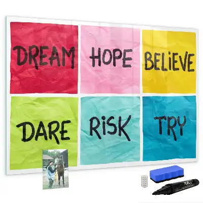 Magnetic glass dry erase board motivational memo board