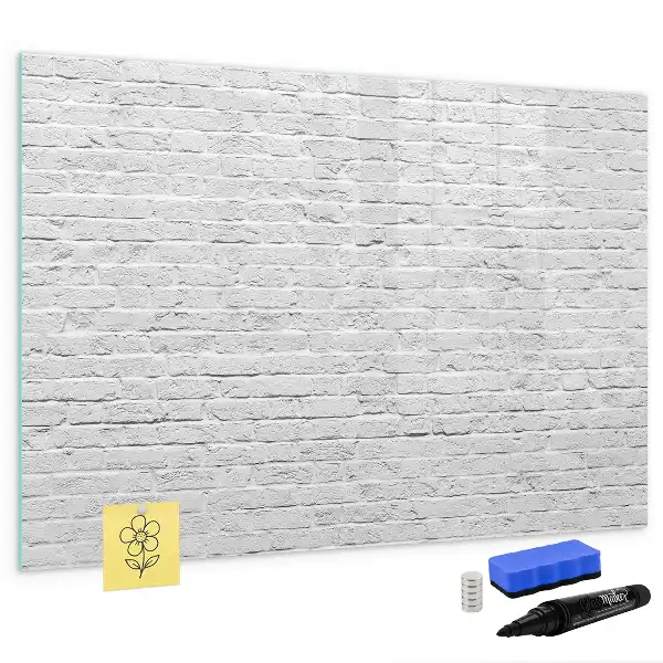 Magnetic glass dry erase board brick wall design