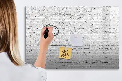 Magnetic glass dry erase board brick wall design