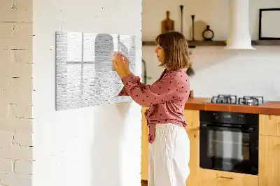 Magnetic glass dry erase board brick wall design
