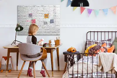 Magnetic glass dry erase board brick wall design