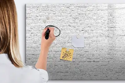 Magnetic glass dry erase board brick wall design