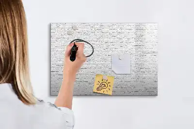 Magnetic glass dry erase board brick wall design