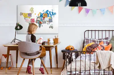 Magnetic world map whiteboard with text design