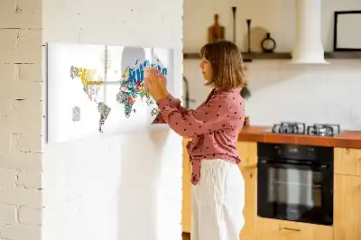 Magnetic world map whiteboard with text design