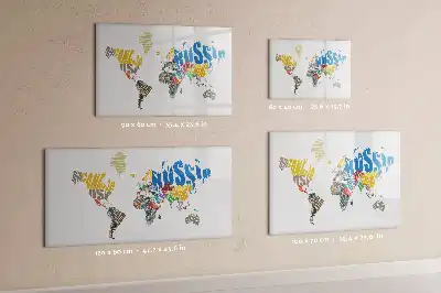 Magnetic world map whiteboard with text design