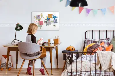 Magnetic world map whiteboard with text design