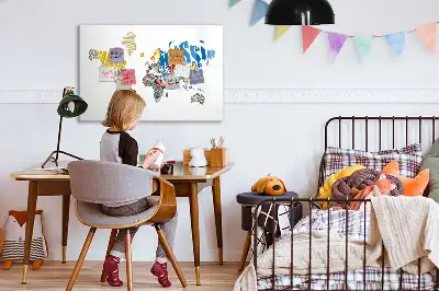 Magnetic world map whiteboard with text design