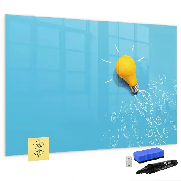 Magnetic glass dry erase board light bulb design
