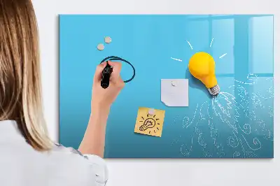 Magnetic glass dry erase board light bulb design