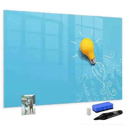 Magnetic glass dry erase board light bulb design