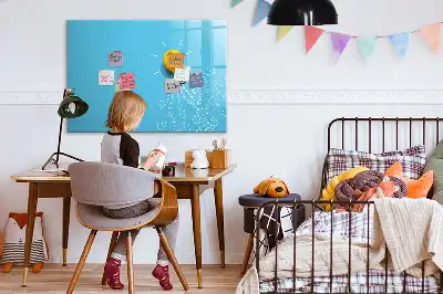 Magnetic glass dry erase board light bulb design