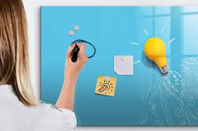 Magnetic glass dry erase board light bulb design