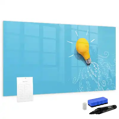 Magnetic glass dry erase board light bulb design