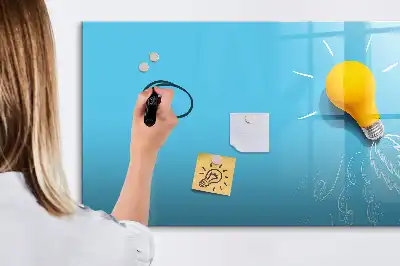 Magnetic glass dry erase board light bulb design