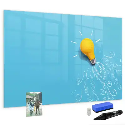 Magnetic glass dry erase board light bulb design