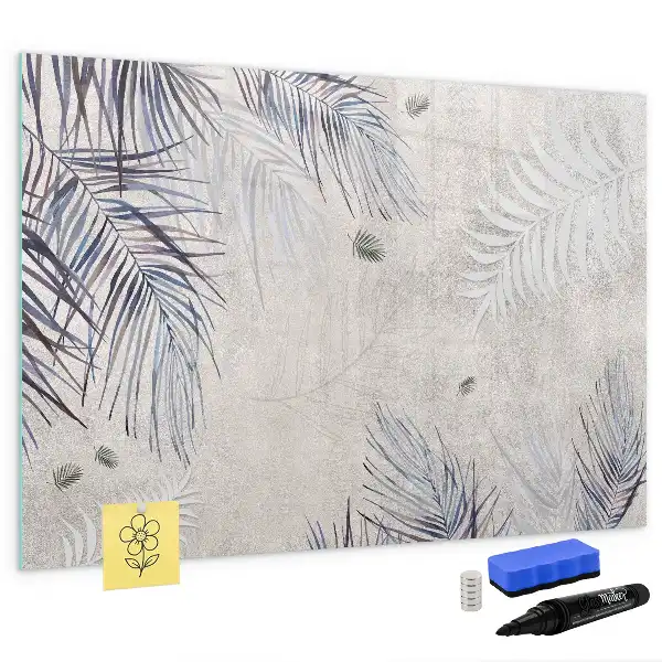 Magnetic glass dry erase board palm leaf design