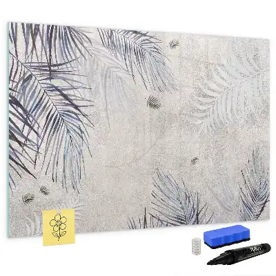 Magnetic glass dry erase board palm leaf design