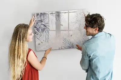 Magnetic glass dry erase board palm leaf design