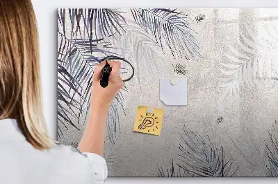 Magnetic glass dry erase board palm leaf design
