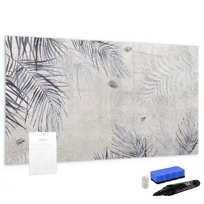 Magnetic glass dry erase board palm leaf design