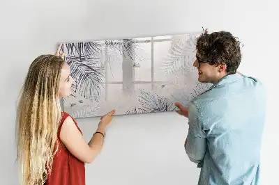 Magnetic glass dry erase board palm leaf design
